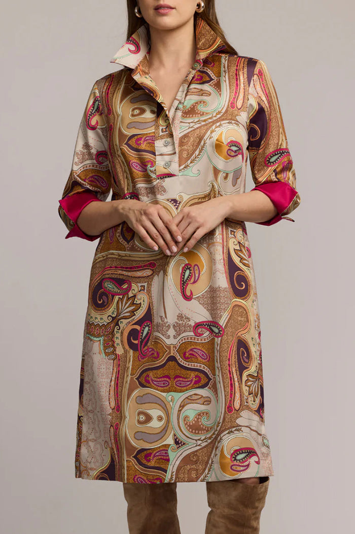 Long Sleeve Scarf Print Dress
