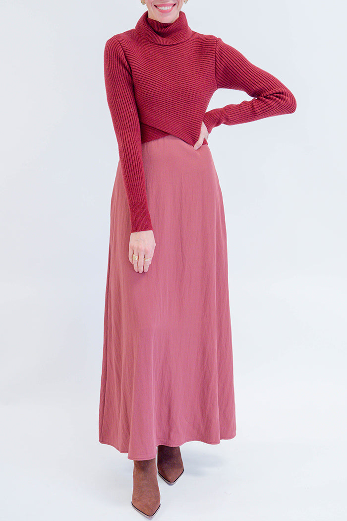 Pocketed Turtleneck Knit Two-Piece Set
