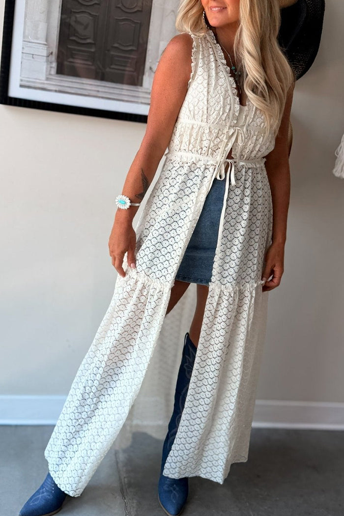 Sleeveless Crochet Lace Maxi Top