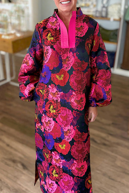 Vibrant Floral Pocket Maxi Dress