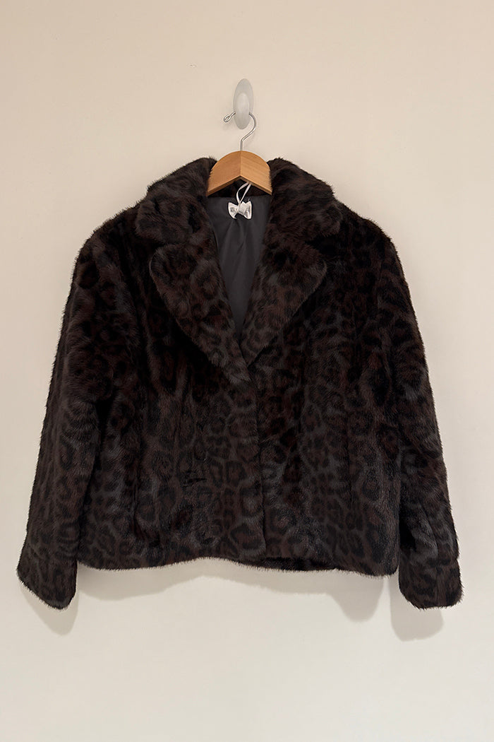 Leopard Print Faux Fur Jacket