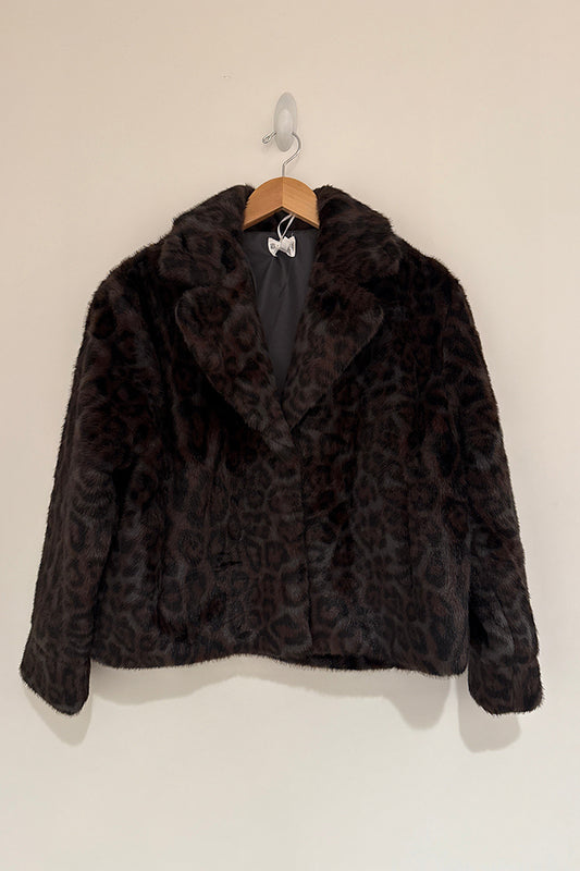 Leopard Print Faux Fur Jacket