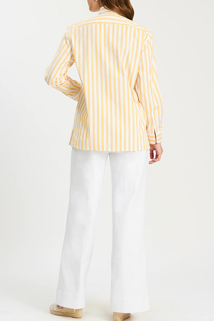 Yellow White Stripe Button Down Blouse