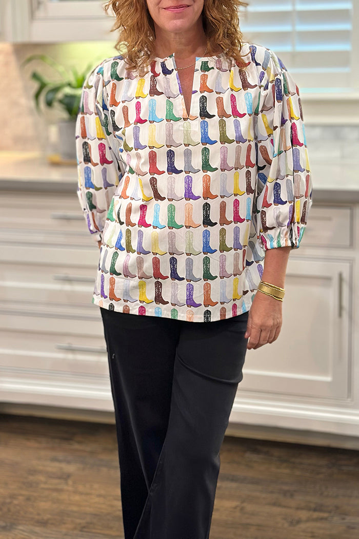 Rainbow Boots Print Top