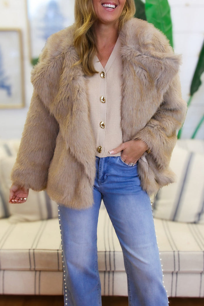 Oversized Faux Fur Lapel Coat