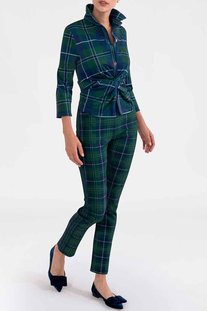 Casual Plaid Knot-Front Top