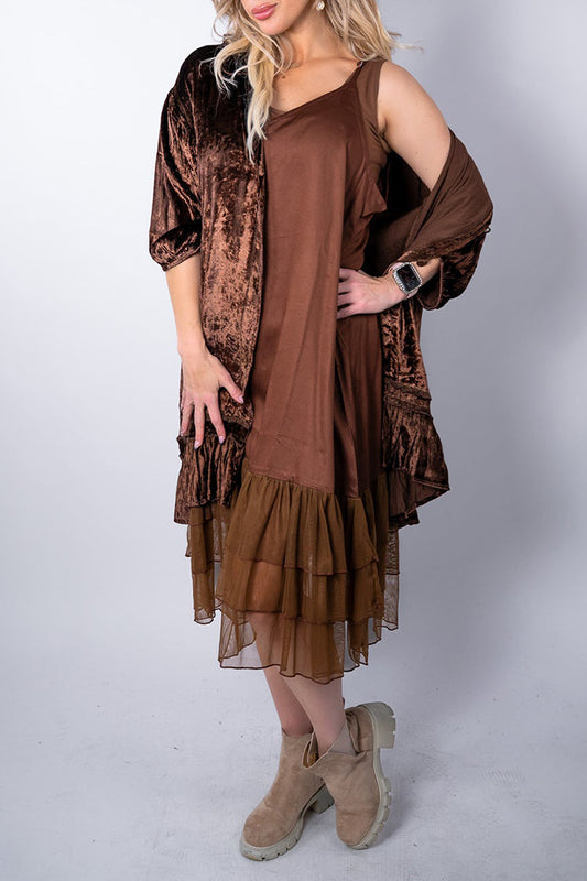 Ruffled Slip Tiered Hem Dress