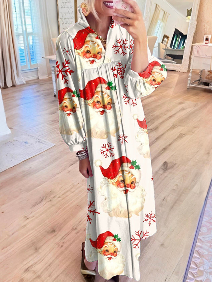 Santa Claus Pattern Maxi Dress