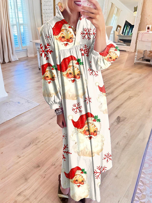 Santa Claus Pattern Maxi Dress