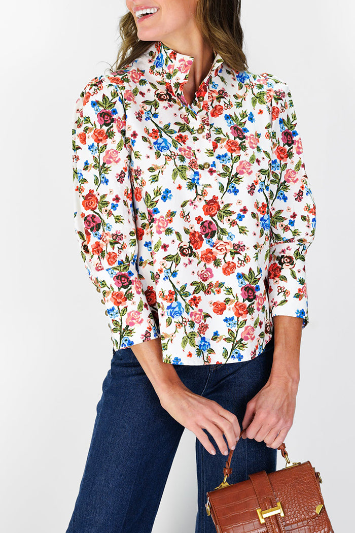 Stand-Collar 3/4 Sleeve Top