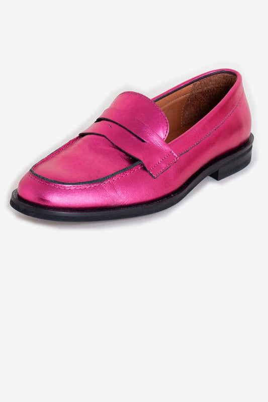 Pink Metallic Slip-On Loafers