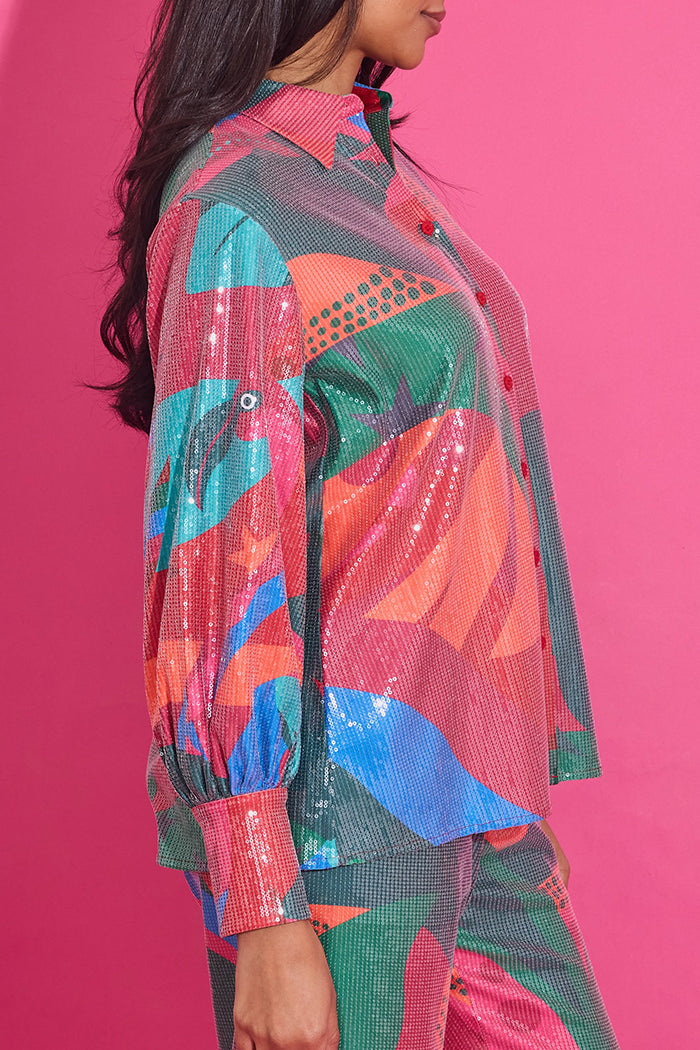 Casual Sequin Bold Printed Top