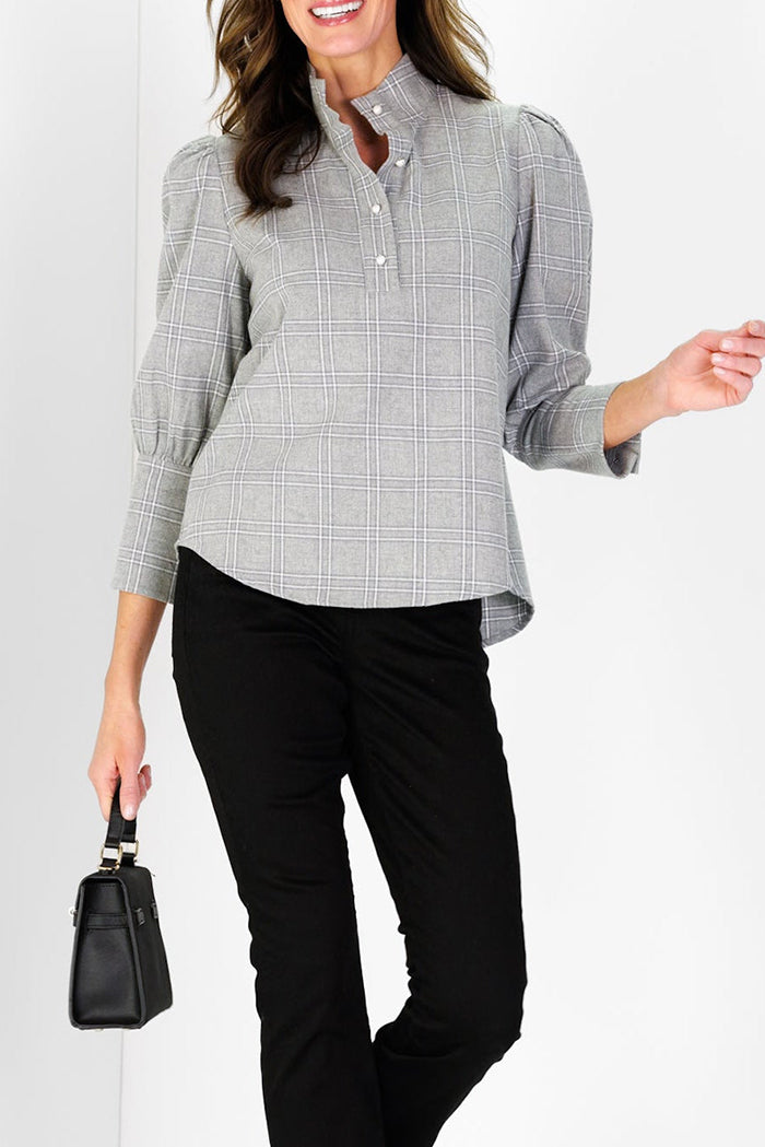 Stand-Collar 3/4 Sleeve Top
