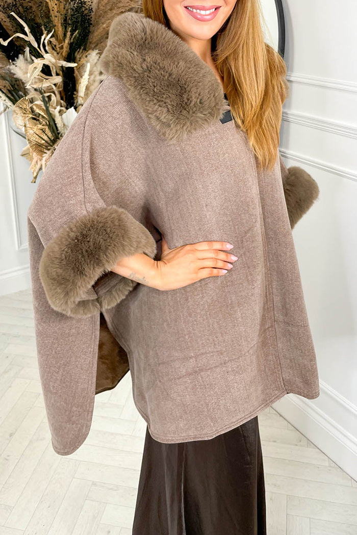 Fur-Collar Cape Coat