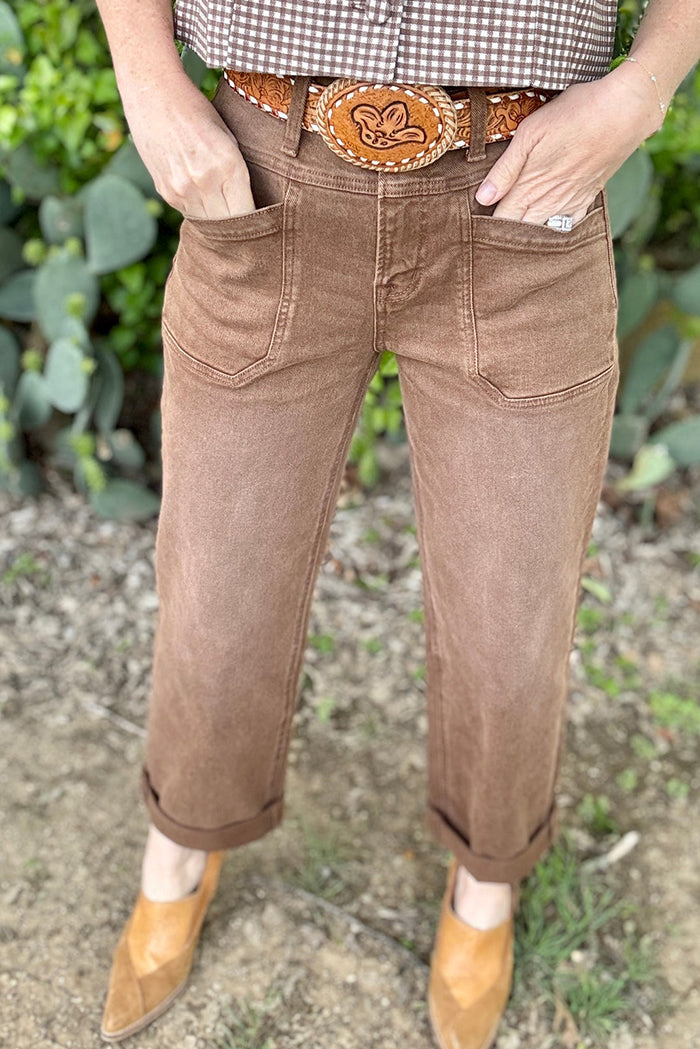 Cuffed Wide Leg Crop Jeans