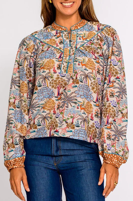 Mandarin Collar Floral Top