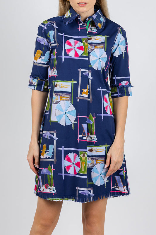 Beach Chairs Print Pocket Dress
