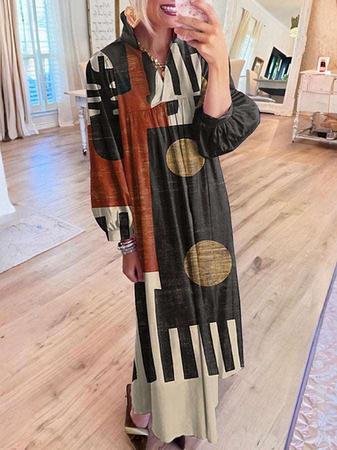 Casual Geometric Pattern Maxi Dress