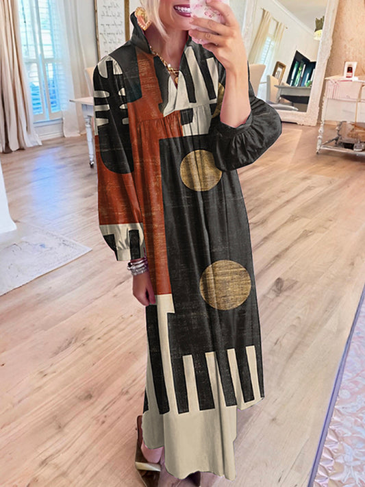 Casual Geometric Pattern Maxi Dress
