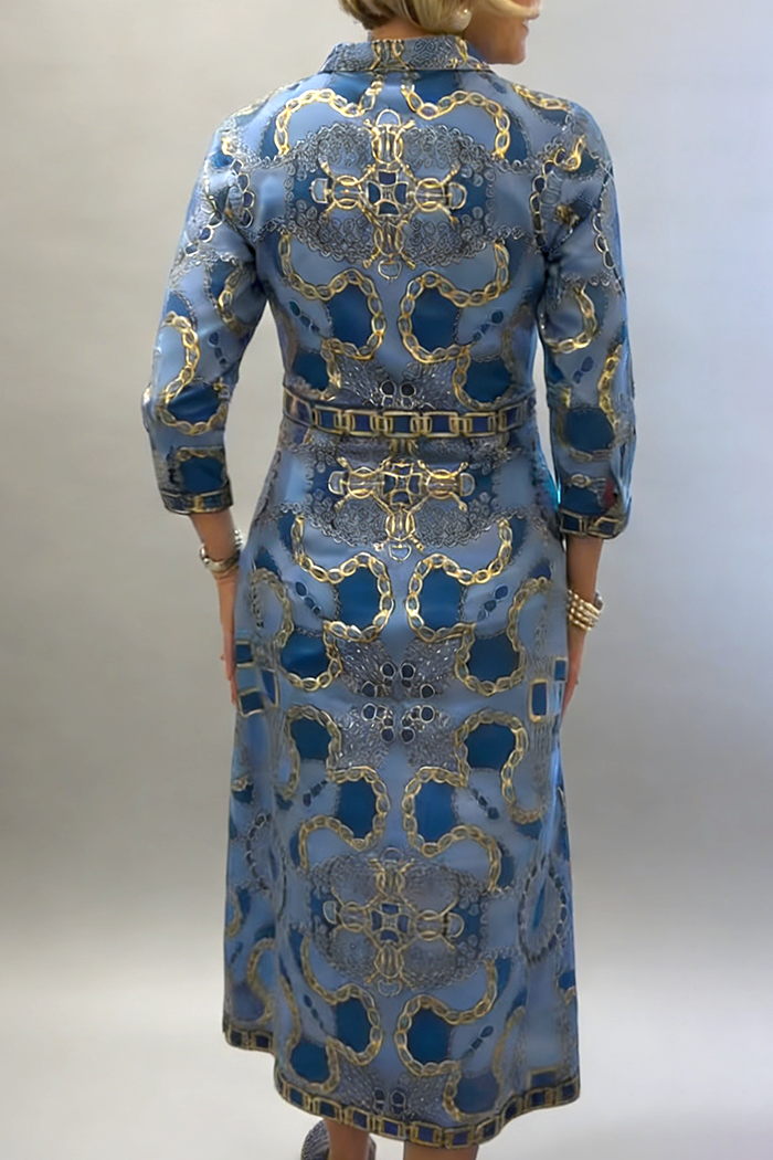 Chain Print Pocket Shirt Dress