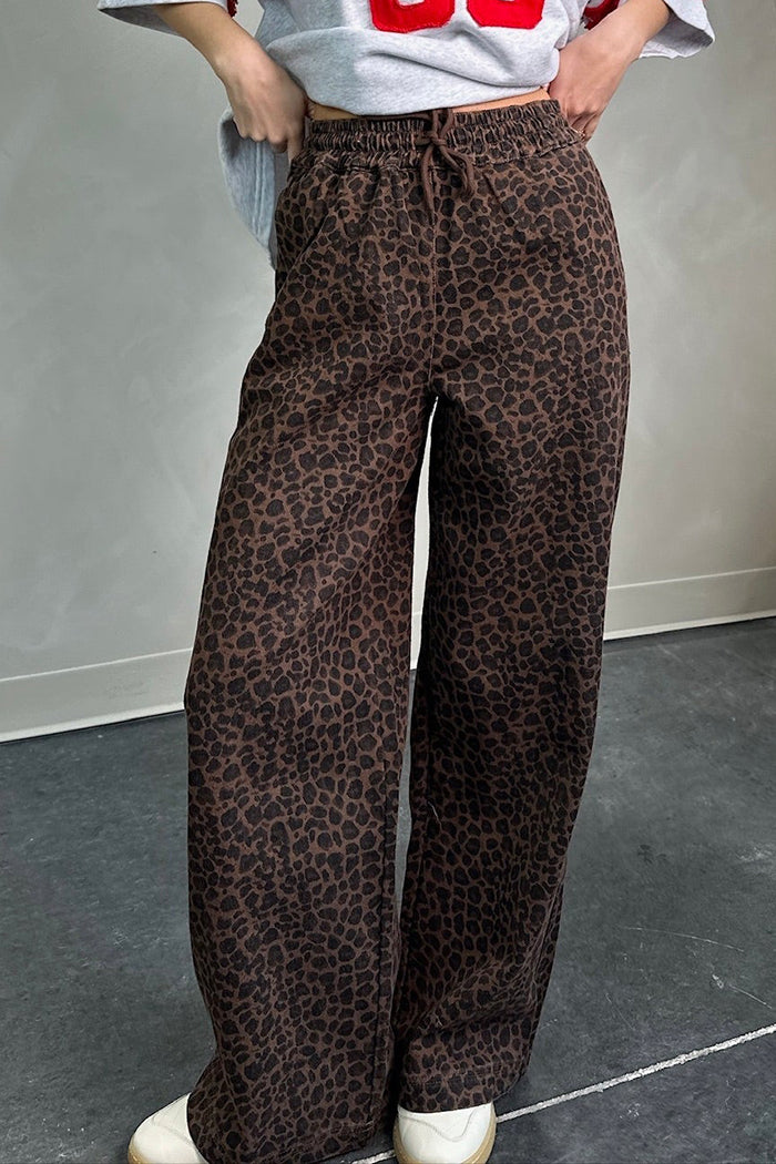 Leopard Print Wide Flare Pants