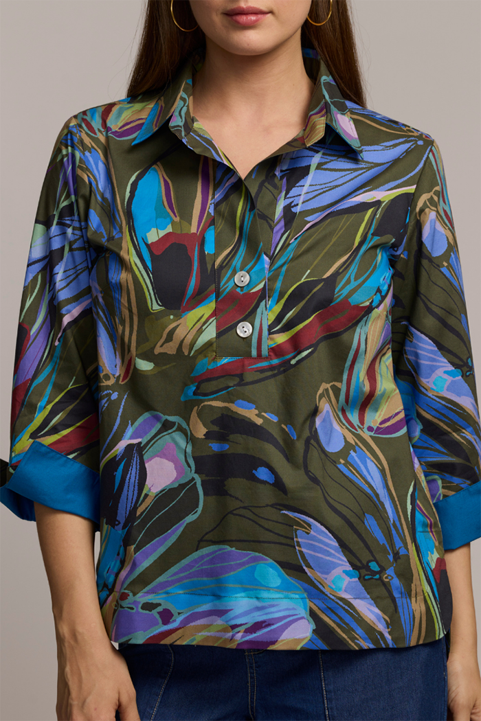 Vibrant Abstract-Print Blouse