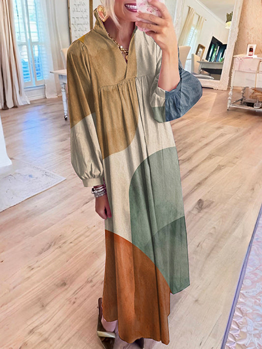Color Block Splicing Maxi Dress