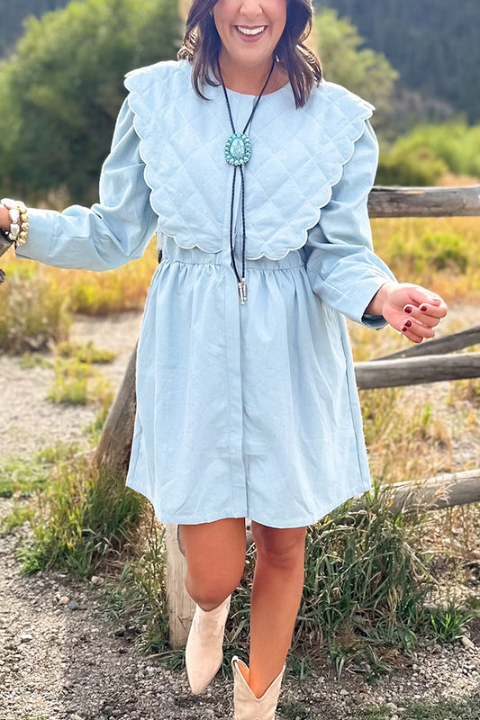 Quilted Scallop Overlay Dress