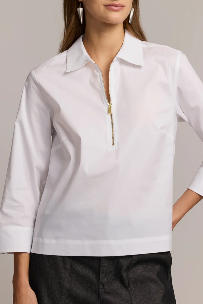 Half Zip 3/4 Sleeve Shirt Top