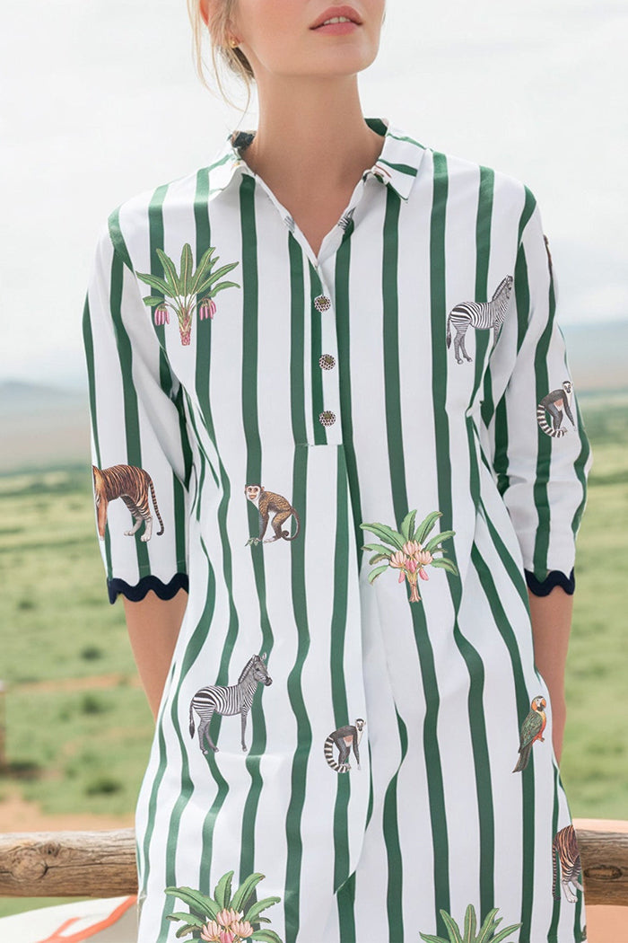 Jungle Print Stripe Pocket Dress