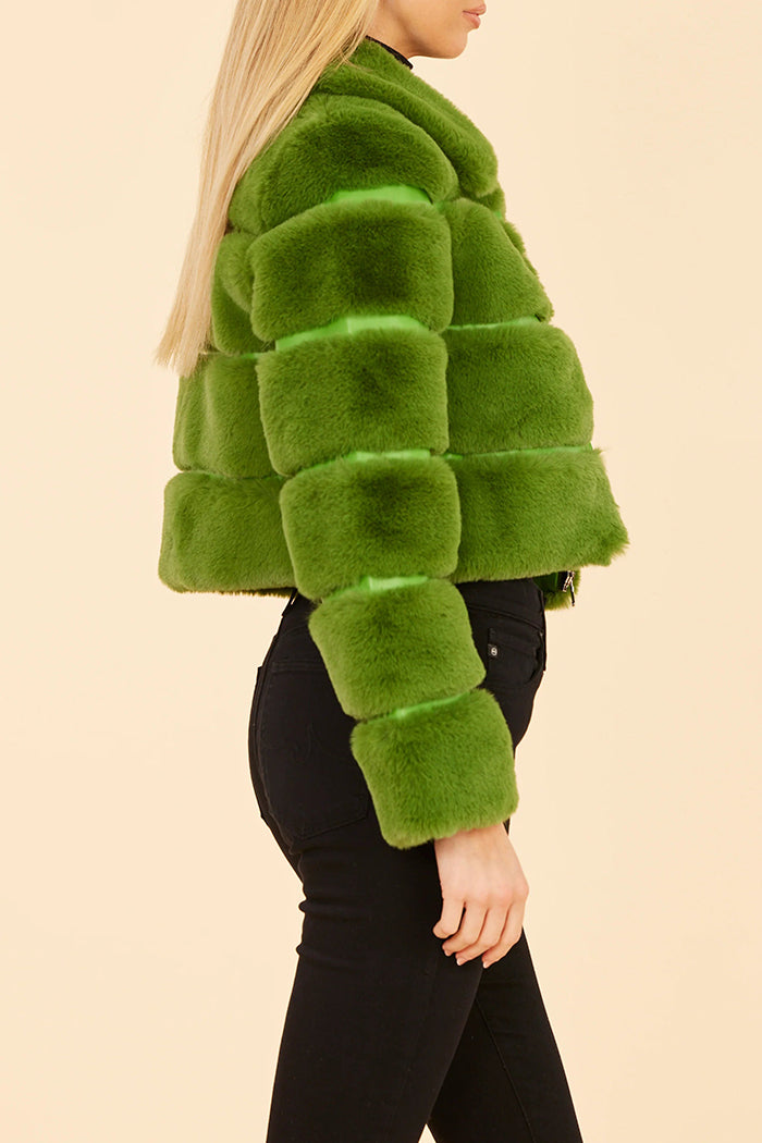 Fur Vegan Leather Cropped Jacket