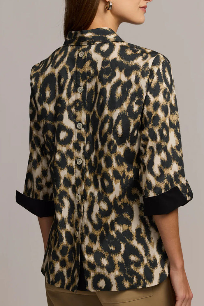 3/4 Sleeve Animal Pattern Blouse