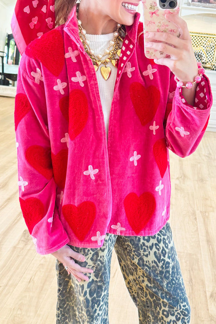 Pocketed Velvet Heart Jacket