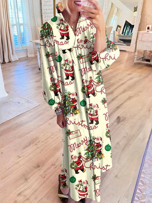 Santa Claus Pattern Maxi Dress