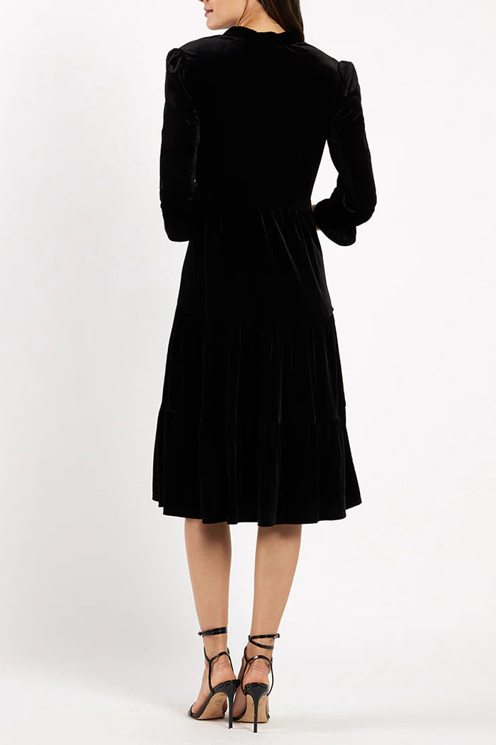 Casual Ruffles Velvet Dress