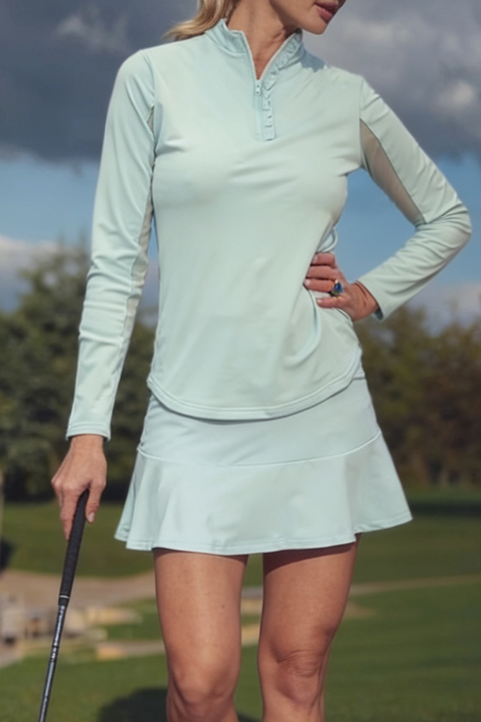 Mint Ruffle Quarter-Zip Active Set