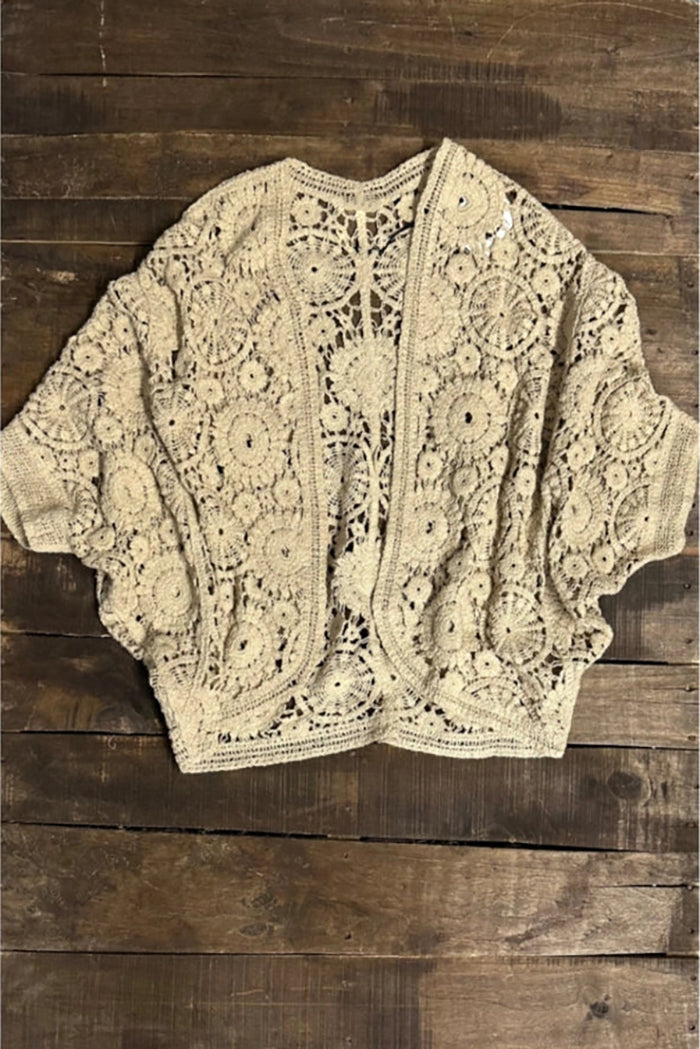 Crochet Lace Open-Front Top