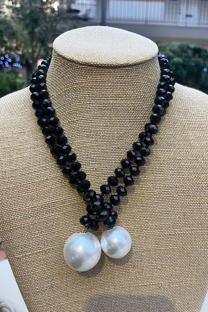 Double Pearl Pendant Layered Necklace