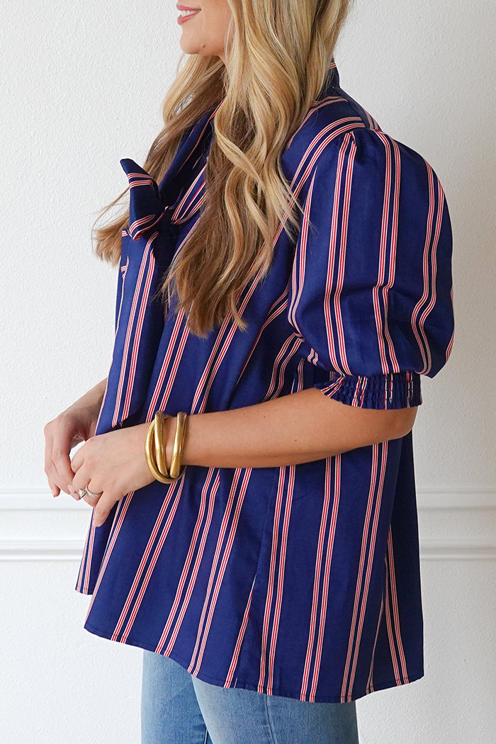 Casual Bow Stripe Top