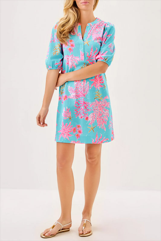 Balloon Sleeve Flower Dress