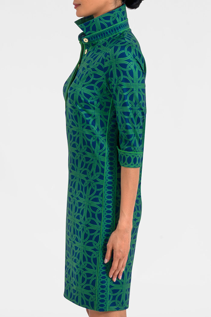 Ring Pattern Quarter-Sleeve Dress