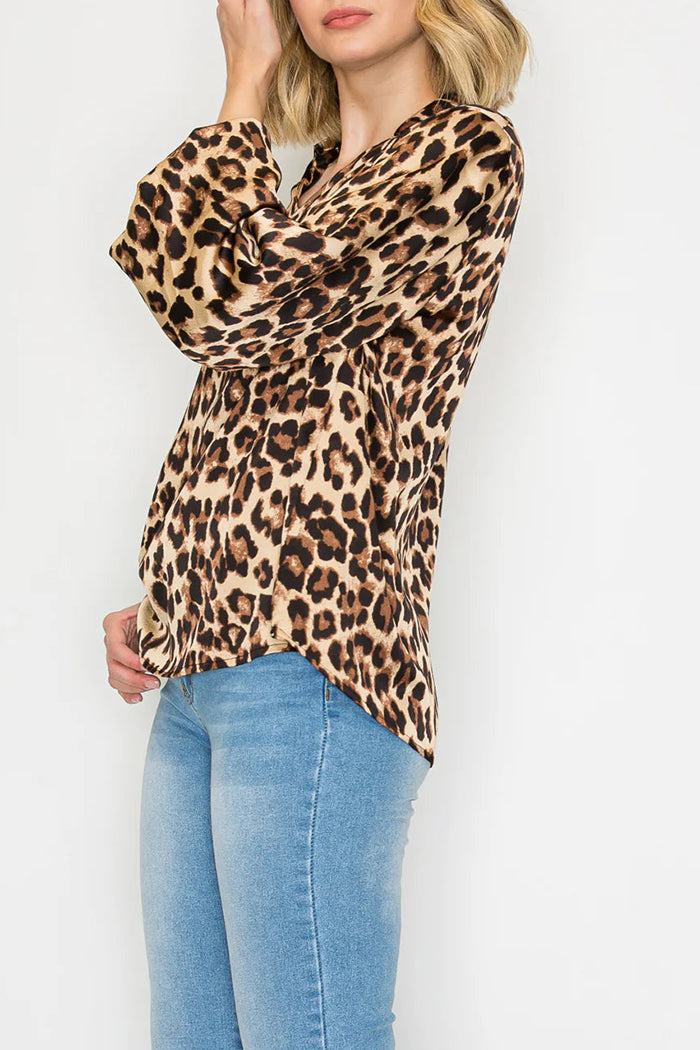 Leopard Print V-Neck Top
