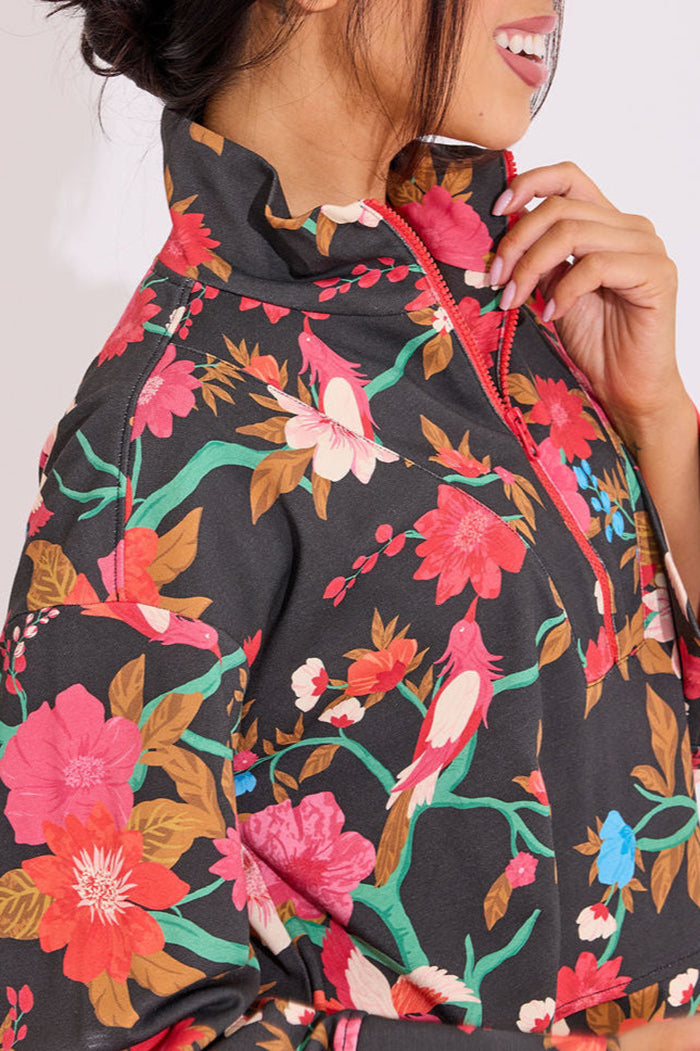 Half-Zip Floral Tracksuit Set