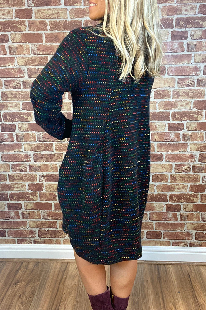 Oversized Cowl Neck Pocket Knit Dress