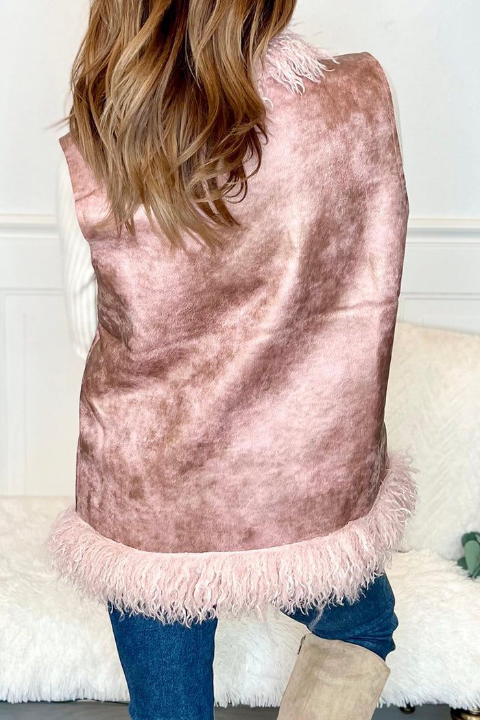 Shaggy Trim Open Front Vest