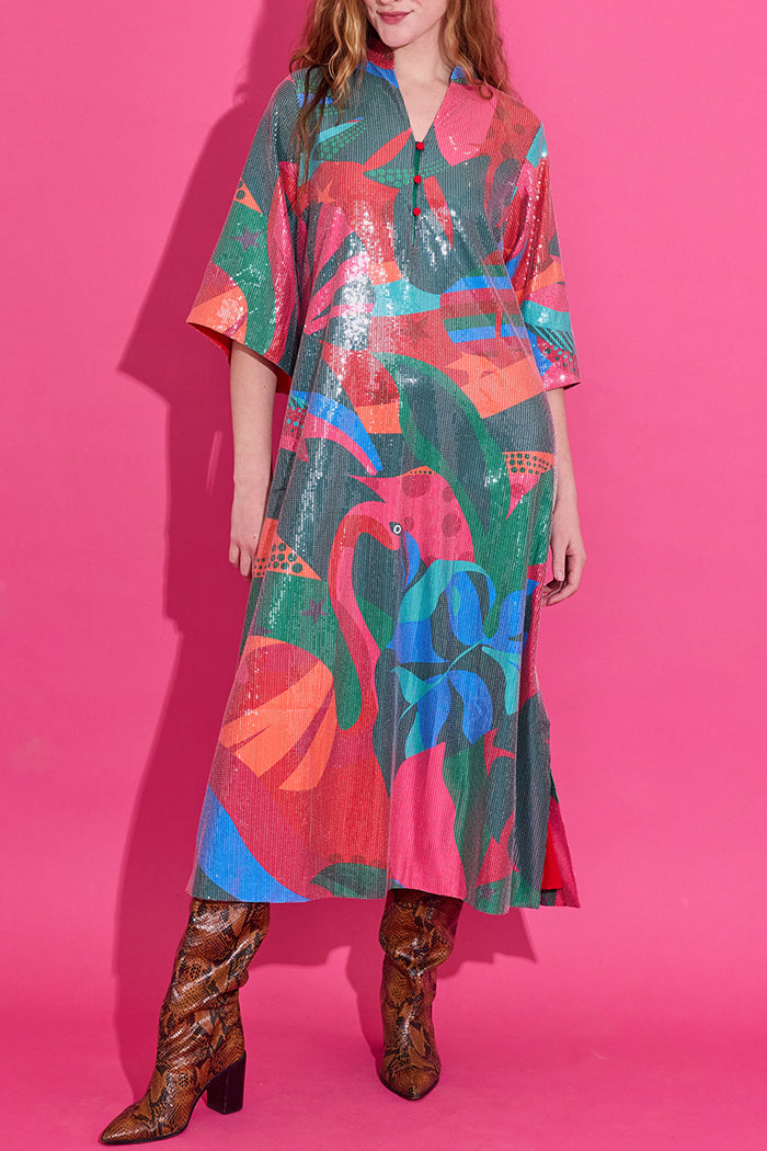 Bold Printed Sequin Dress