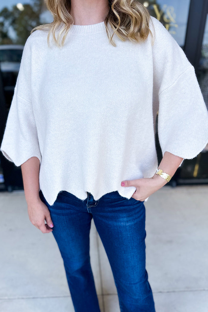 Casual Scalloped Sweater Top