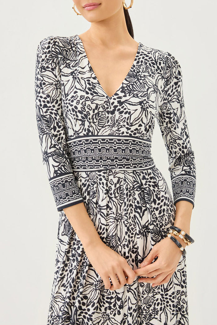 V-Neck Floral Pattern Maxi Dress