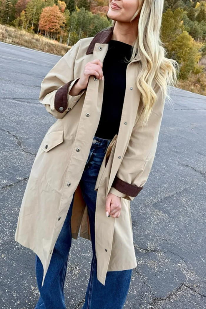 Casual Corduroy Patchwork Coat
