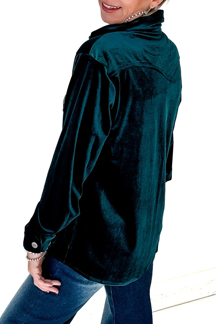 Velvet Buttoned Pocket Top